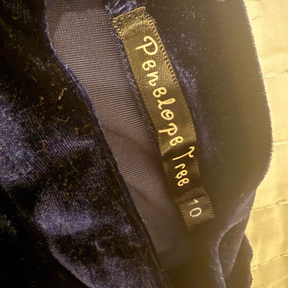 Vintage 90s Penelope Tree Navy Blue Velvet Mini Dress Mock Neck Size 10 - Picture 3 of 7